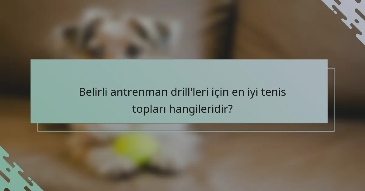 Belirli antrenman drill'leri için en iyi tenis topları hangileridir?