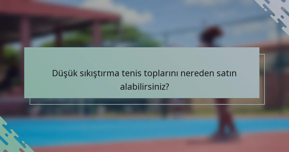 Düşük sıkıştırma tenis toplarını nereden satın alabilirsiniz?
