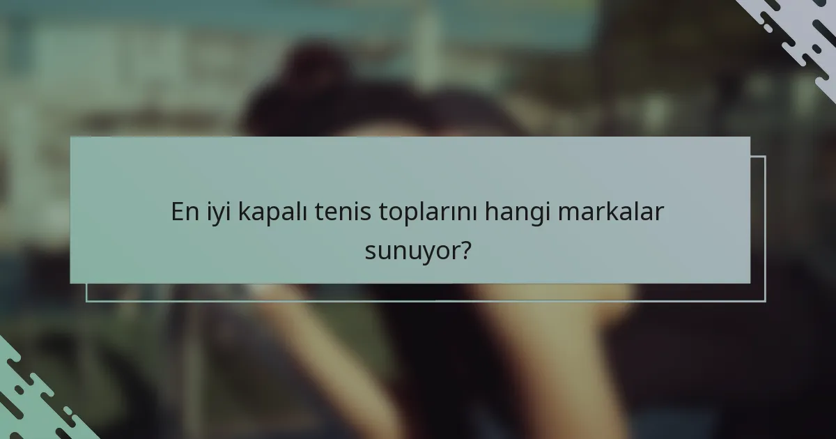 En iyi kapalı tenis toplarını hangi markalar sunuyor?