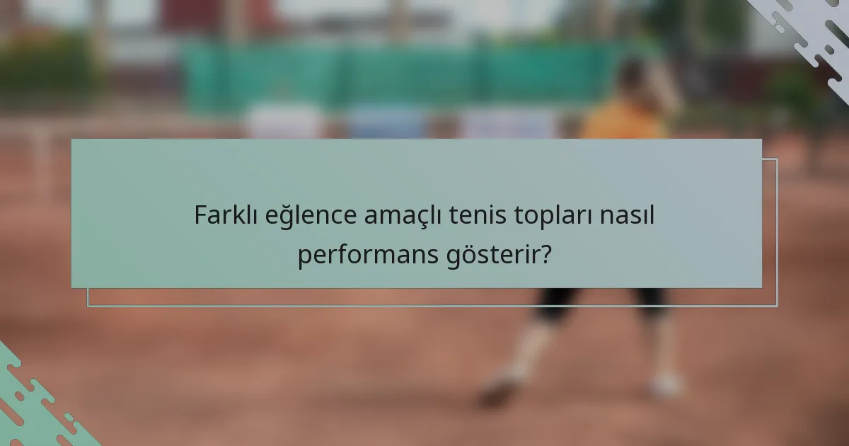 Farklı eğlence amaçlı tenis topları nasıl performans gösterir?