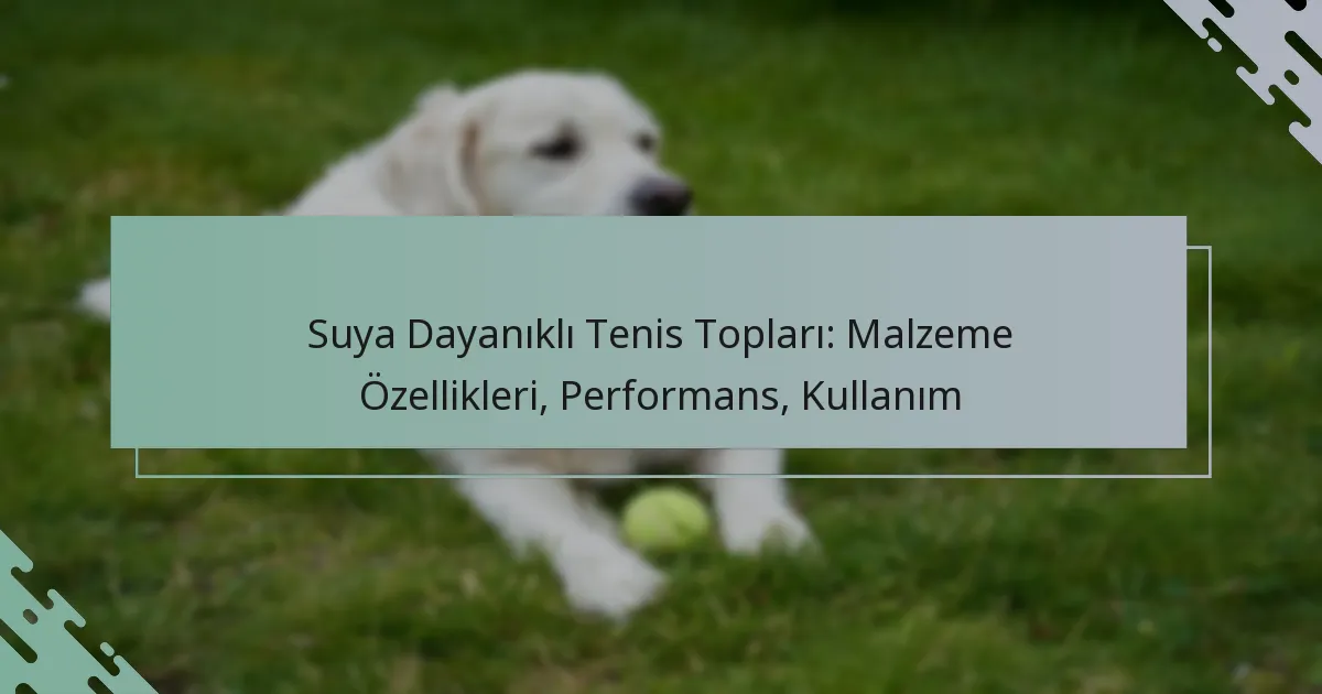 Suya Dayanıklı Tenis Topları: Malzeme Özellikleri, Performans, Kullanım
