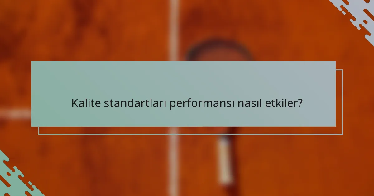 Kalite standartları performansı nasıl etkiler?