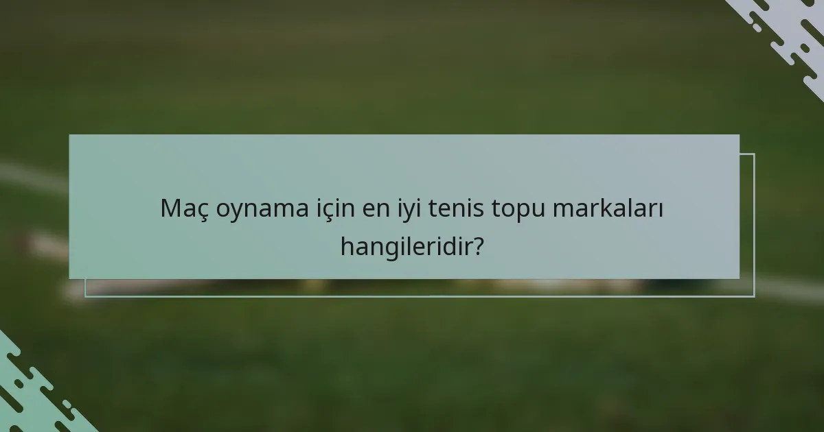Maç oynama için en iyi tenis topu markaları hangileridir?
