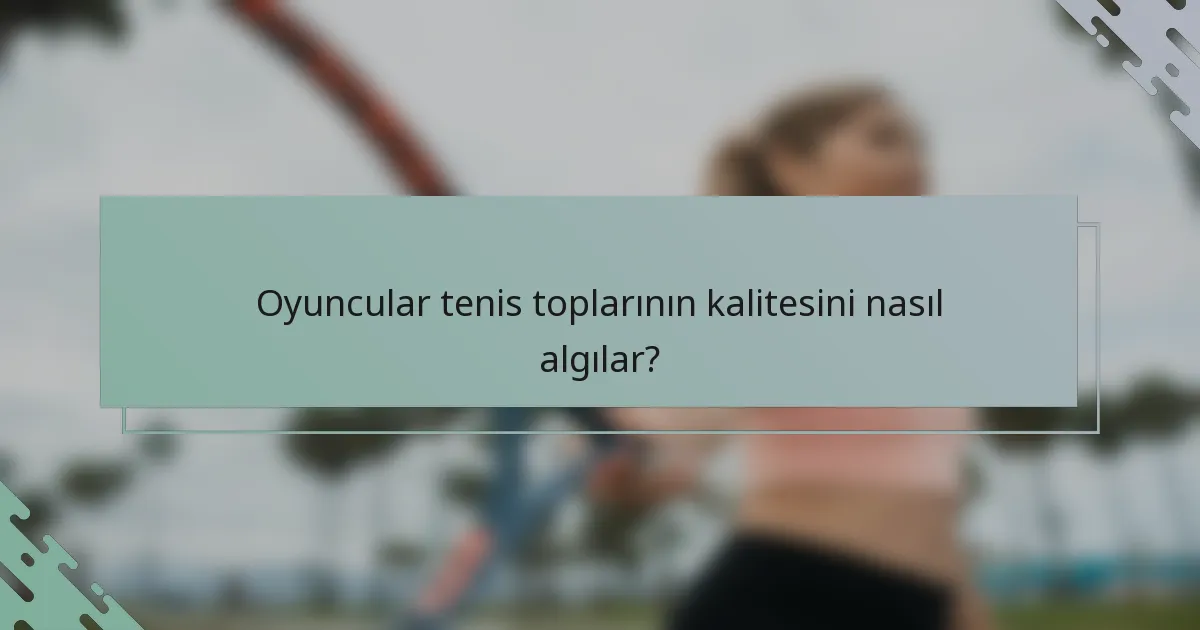 Oyuncular tenis toplarının kalitesini nasıl algılar?