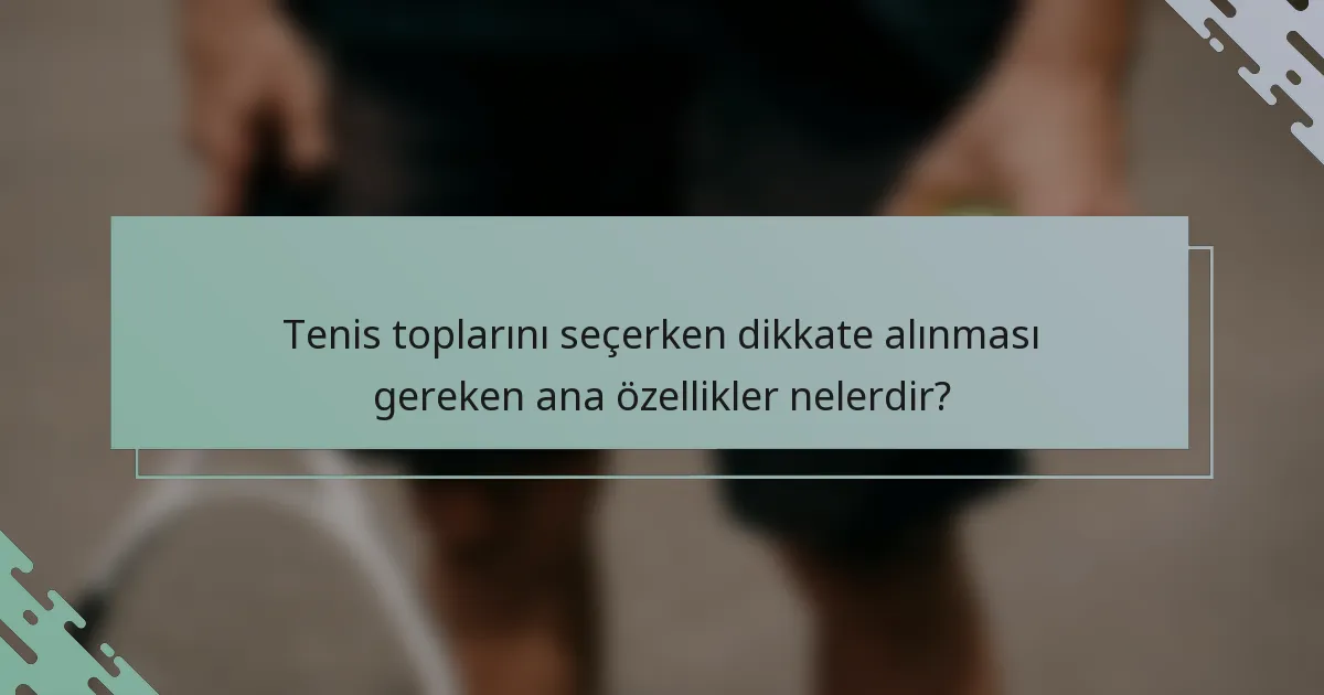 Tenis toplarını seçerken dikkate alınması gereken ana özellikler nelerdir?